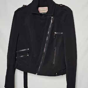 Tumbleweed Moto Black Zip Up Multi Pockets Riding Utlility Jacket Sz Medium